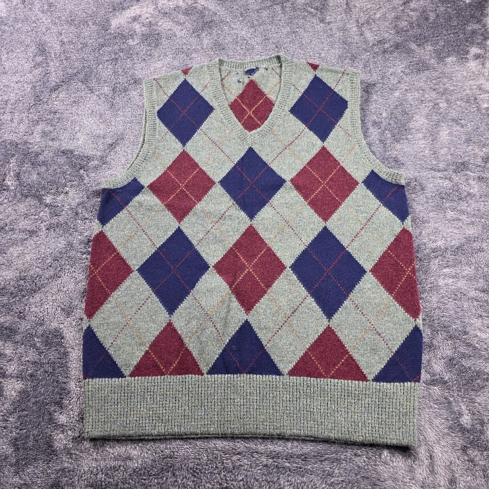 Polo Ralph Lauren Argyle Wool Sweater Vest Mens M Diamond Tennis Golf Preppy